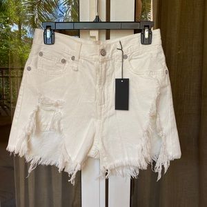R13 Denim Shorts White Rips in Front / Distressed